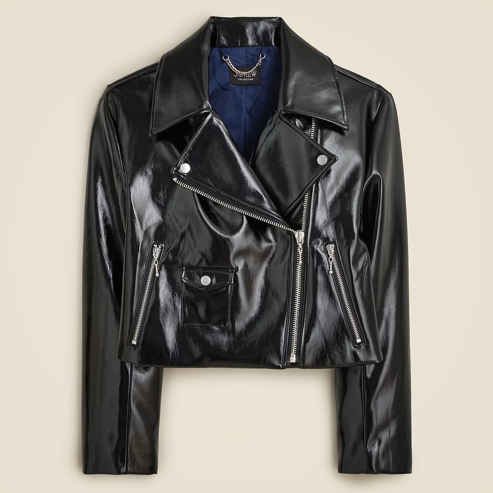 J.Crew Collection moto jacket in faux patent leather - NWT